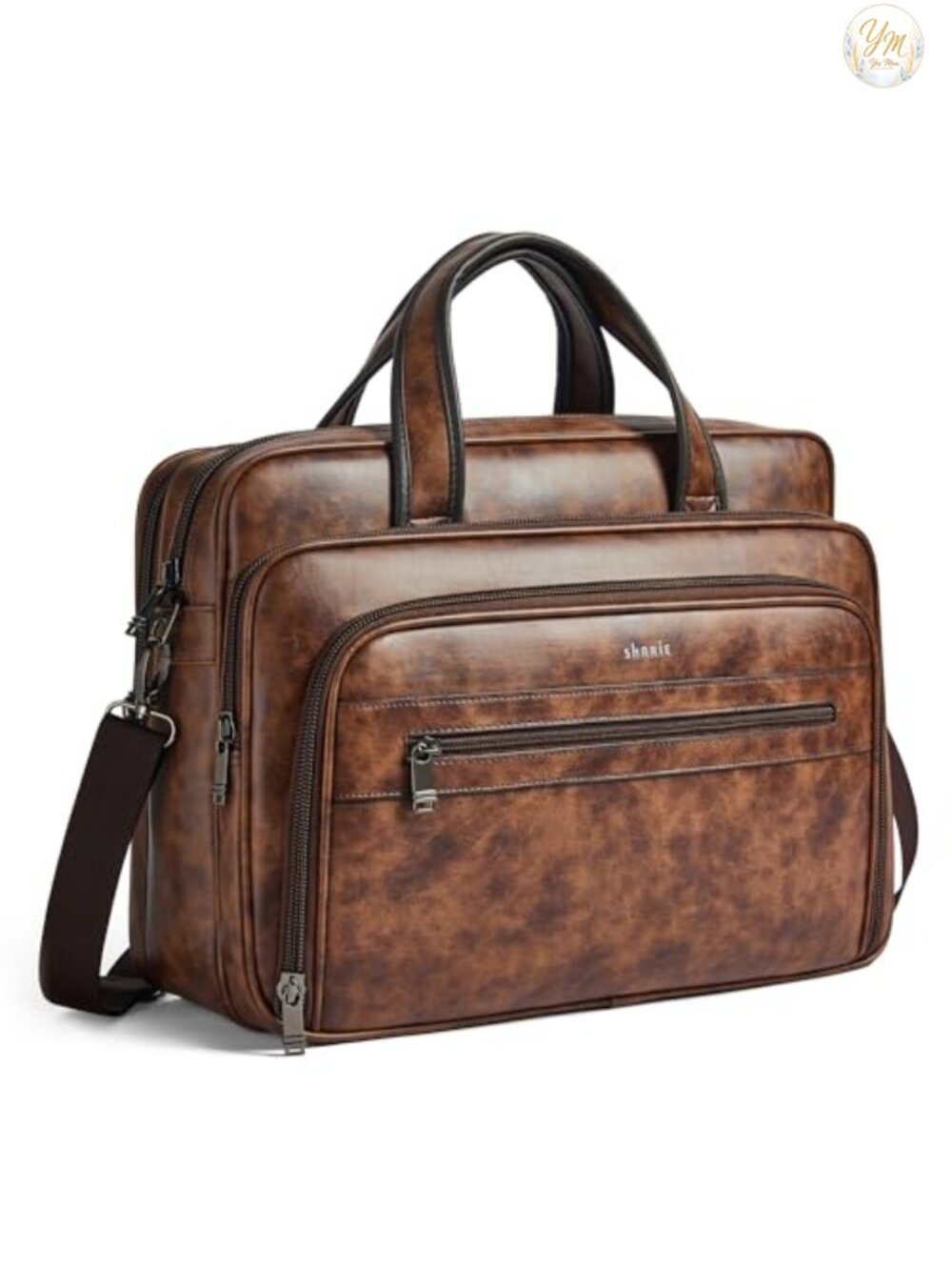 Leather Laptop Messenger Bag for Men Women - Large Briefcase Work Bag
